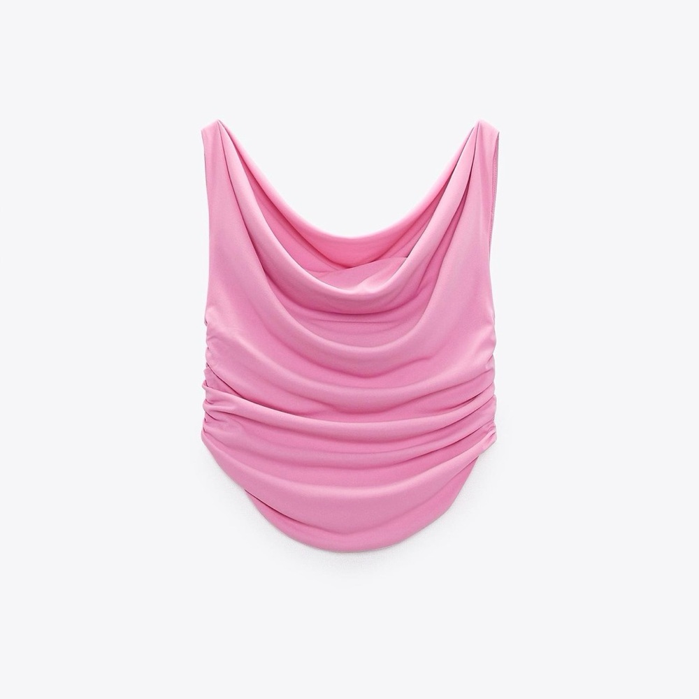 Zara Draped Cowl Neck Top